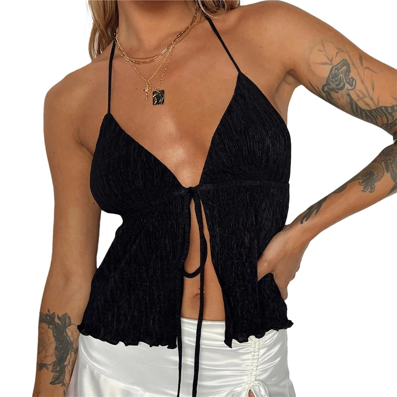 Crop top été 2024 pour femmes – Style off shoulder avec nœud, look sexy & tendance