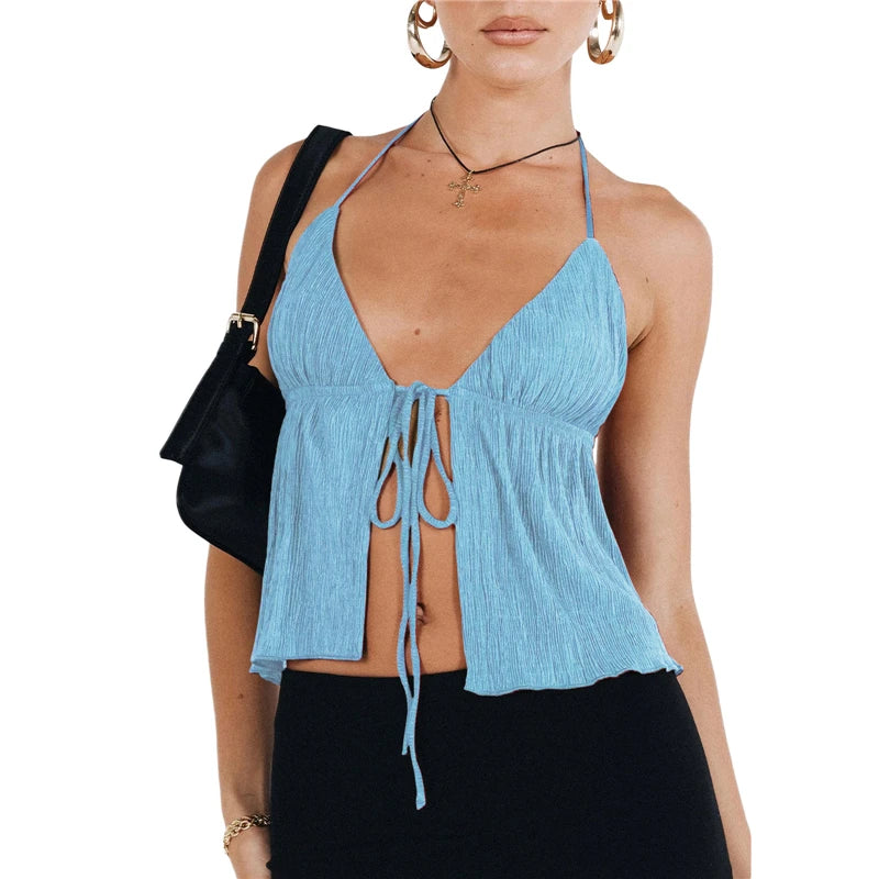 Crop top été 2024 pour femmes – Style off shoulder avec nœud, look sexy & tendance