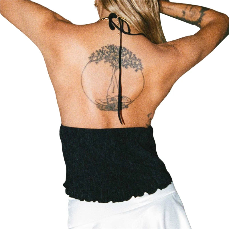 Crop top été 2024 pour femmes – Style off shoulder avec nœud, look sexy & tendance