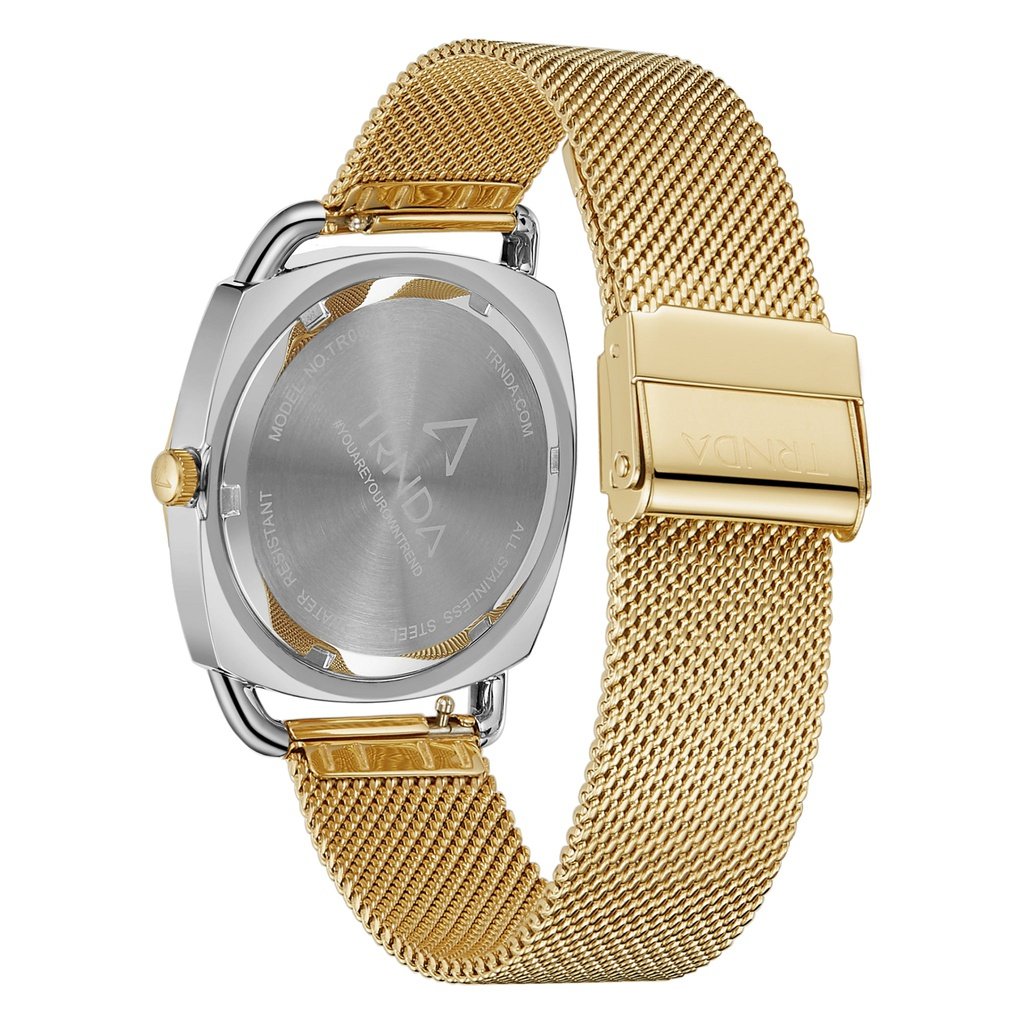 TRNDA Women's Stainless Steel Gold Mesh Watch, Silver Dial | TRNDA-35.8-3