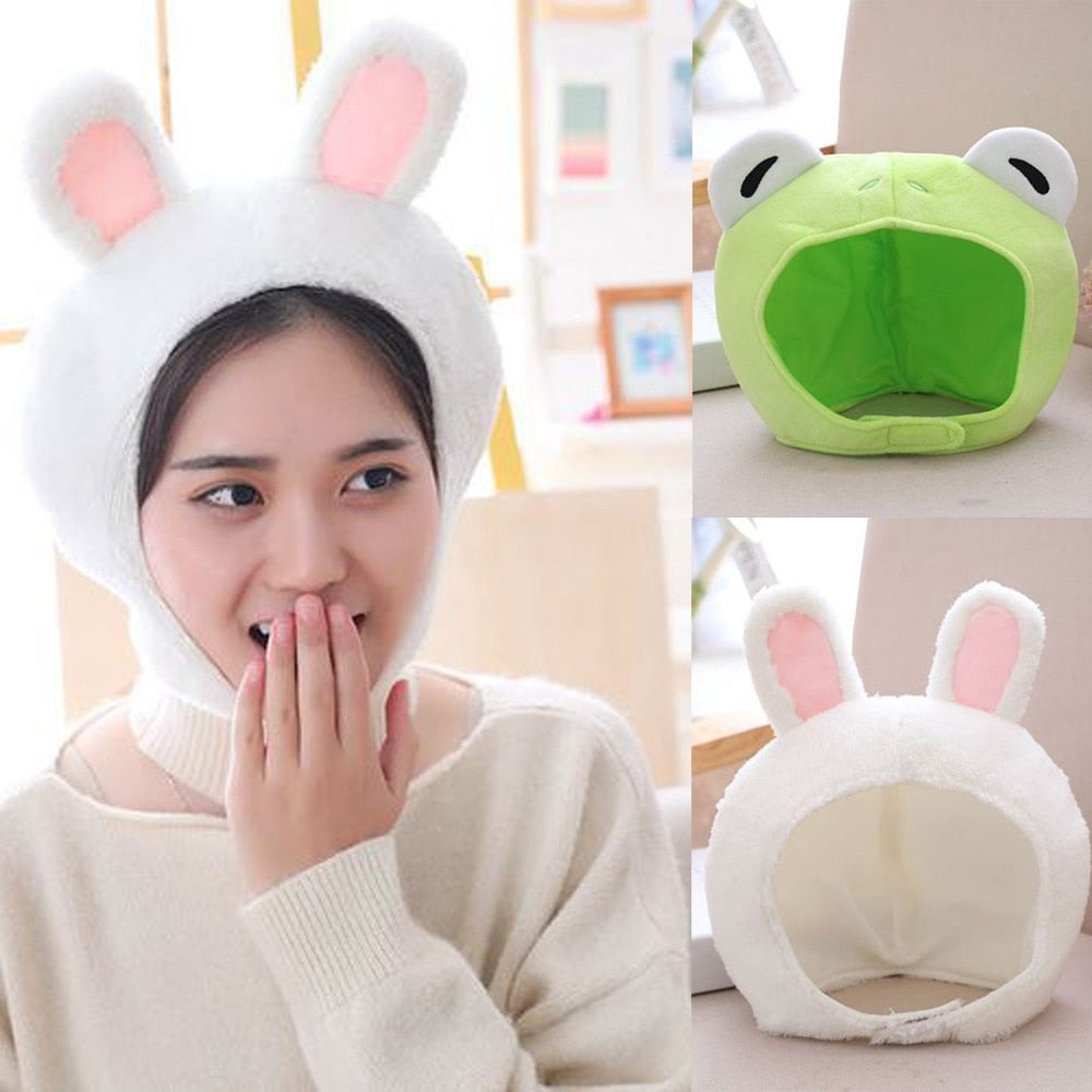 Funny Animal Cute Rabbit Ear Hat Cap Head Cover Plush Ear Hat Girl Dress Party women's hats bonnet femme Headwear caps 7.6-0