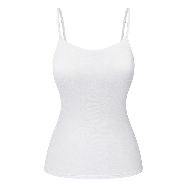 Women's Cotton Camisole with Shelf Bra Adjustable Spaghetti Strap Tank Top Cami Tanks 2/3 Packs Shapewear Body Shaper-8
